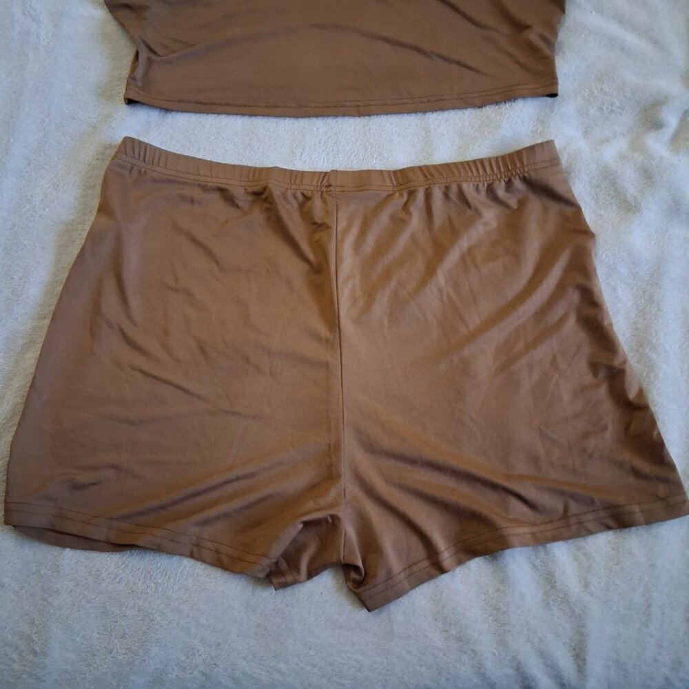 SHEIN Women's Size XL (12) Brown Two Piece Crop Tank & Shorts Set - Picture 6 of 13
